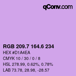 カラーコード: RGB 209.7 164.6 234 | qconv.com