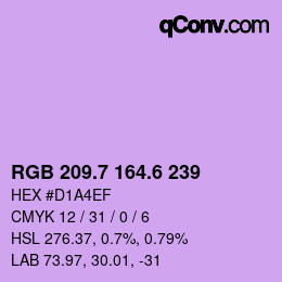 カラーコード: RGB 209.7 164.6 239 | qconv.com