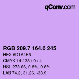 カラーコード: RGB 209.7 164.6 245 | qconv.com