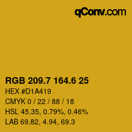 カラーコード: RGB 209.7 164.6 25 | qconv.com