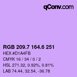 カラーコード: RGB 209.7 164.6 251 | qconv.com