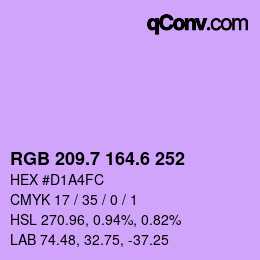 カラーコード: RGB 209.7 164.6 252 | qconv.com