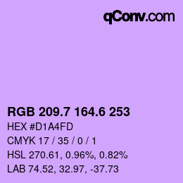 カラーコード: RGB 209.7 164.6 253 | qconv.com