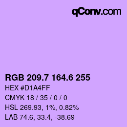 カラーコード: RGB 209.7 164.6 255 | qconv.com