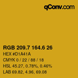 カラーコード: RGB 209.7 164.6 26 | qconv.com
