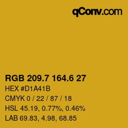 カラーコード: RGB 209.7 164.6 27 | qconv.com