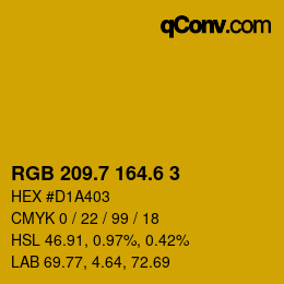 カラーコード: RGB 209.7 164.6 3 | qconv.com