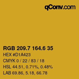 カラーコード: RGB 209.7 164.6 35 | qconv.com