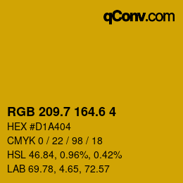 カラーコード: RGB 209.7 164.6 4 | qconv.com