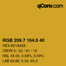 カラーコード: RGB 209.7 164.6 40 | qconv.com