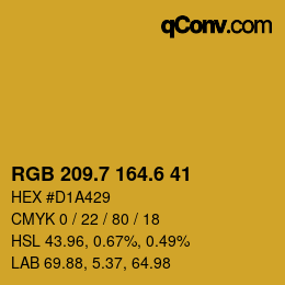 カラーコード: RGB 209.7 164.6 41 | qconv.com