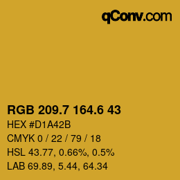 カラーコード: RGB 209.7 164.6 43 | qconv.com