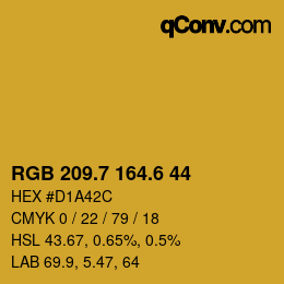 カラーコード: RGB 209.7 164.6 44 | qconv.com