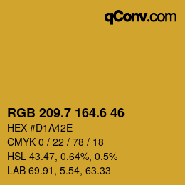 カラーコード: RGB 209.7 164.6 46 | qconv.com