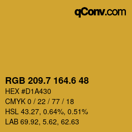 カラーコード: RGB 209.7 164.6 48 | qconv.com