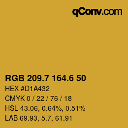 カラーコード: RGB 209.7 164.6 50 | qconv.com