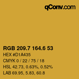カラーコード: RGB 209.7 164.6 53 | qconv.com