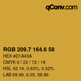 カラーコード: RGB 209.7 164.6 58 | qconv.com