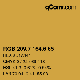 カラーコード: RGB 209.7 164.6 65 | qconv.com