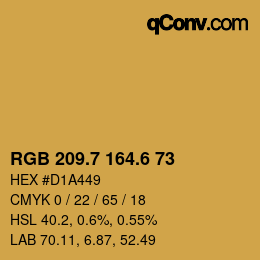 カラーコード: RGB 209.7 164.6 73 | qconv.com
