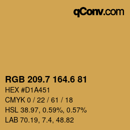カラーコード: RGB 209.7 164.6 81 | qconv.com