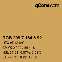 カラーコード: RGB 209.7 164.6 92 | qconv.com