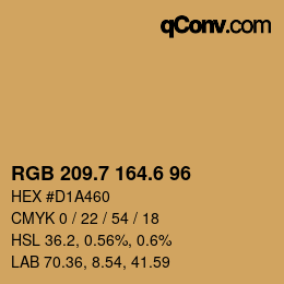 カラーコード: RGB 209.7 164.6 96 | qconv.com