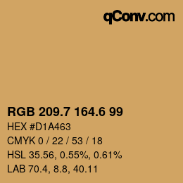 カラーコード: RGB 209.7 164.6 99 | qconv.com