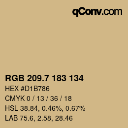 カラーコード: RGB 209.7 183 134 | qconv.com