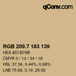 カラーコード: RGB 209.7 183 139 | qconv.com