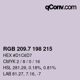 カラーコード: RGB 209.7 198 215 | qconv.com