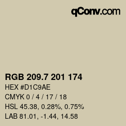 カラーコード: RGB 209.7 201 174 | qconv.com