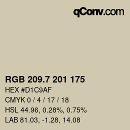 カラーコード: RGB 209.7 201 175 | qconv.com