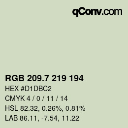 カラーコード: RGB 209.7 219 194 | qconv.com