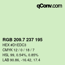 カラーコード: RGB 209.7 237 195 | qconv.com