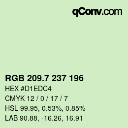 カラーコード: RGB 209.7 237 196 | qconv.com