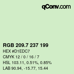 カラーコード: RGB 209.7 237 199 | qconv.com