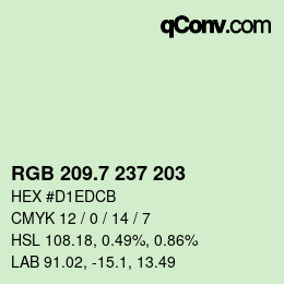 カラーコード: RGB 209.7 237 203 | qconv.com