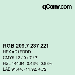 カラーコード: RGB 209.7 237 221 | qconv.com
