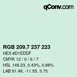 カラーコード: RGB 209.7 237 223 | qconv.com