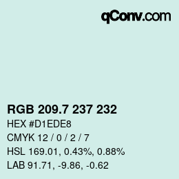 カラーコード: RGB 209.7 237 232 | qconv.com