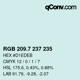 カラーコード: RGB 209.7 237 235 | qconv.com