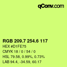 カラーコード: RGB 209.7 254.6 117 | qconv.com