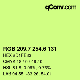 カラーコード: RGB 209.7 254.6 131 | qconv.com