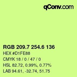 カラーコード: RGB 209.7 254.6 136 | qconv.com