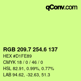 カラーコード: RGB 209.7 254.6 137 | qconv.com
