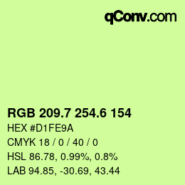 カラーコード: RGB 209.7 254.6 154 | qconv.com