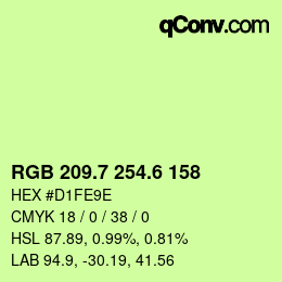 カラーコード: RGB 209.7 254.6 158 | qconv.com