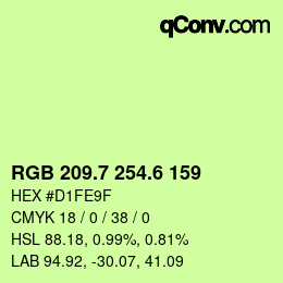 カラーコード: RGB 209.7 254.6 159 | qconv.com