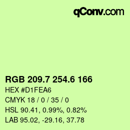 カラーコード: RGB 209.7 254.6 166 | qconv.com